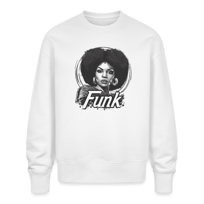 Funk Queen: Power in Motion (transparent bakgrund), Ekologisk oversizetröja RADDER unisex från Stanley/Stella - vit
