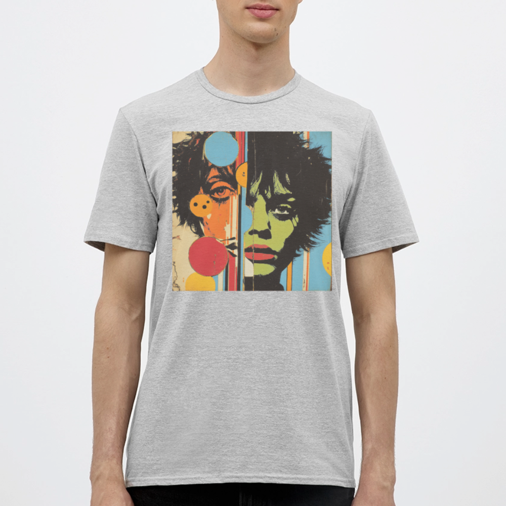 Split Faces, T-shirt herr - gråmelerad