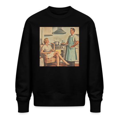 Äta bör man - annars dör man, Ekologisk oversizetröja RADDER unisex från Stanley/Stella - svart