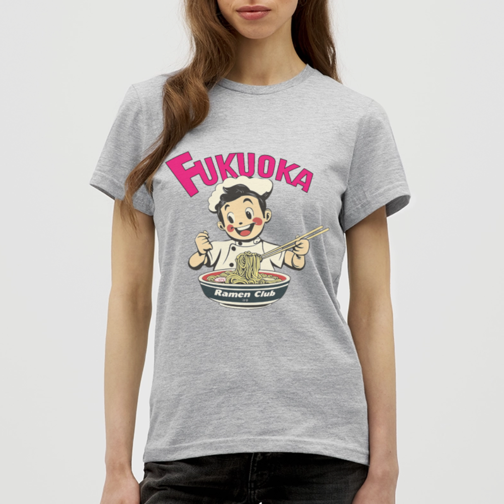 Fukuoka Ramen Club, T-shirt dam - gråmelerad