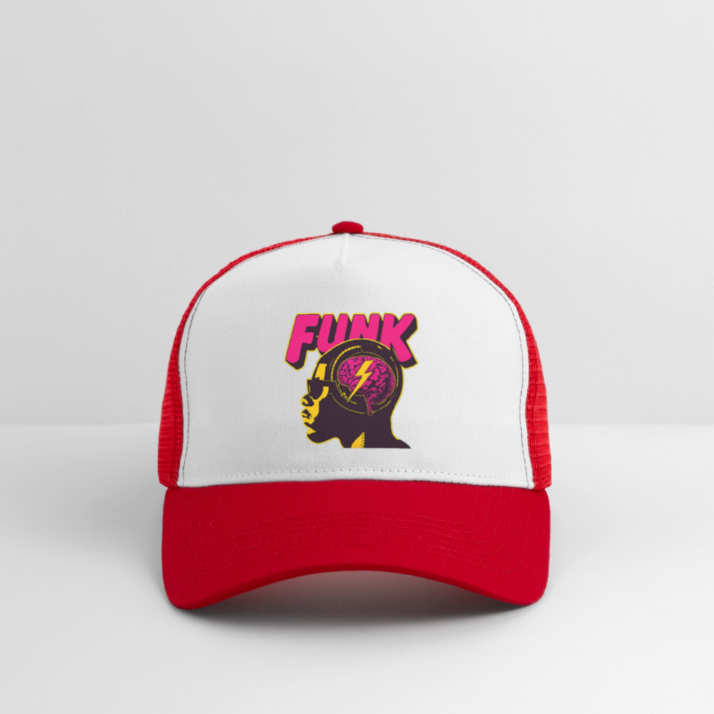 Funk Head, Trucker Cap - vit/röd