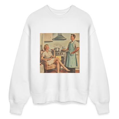 Äta bör man - annars dör man, Ekologisk oversizetröja RADDER unisex från Stanley/Stella - vit