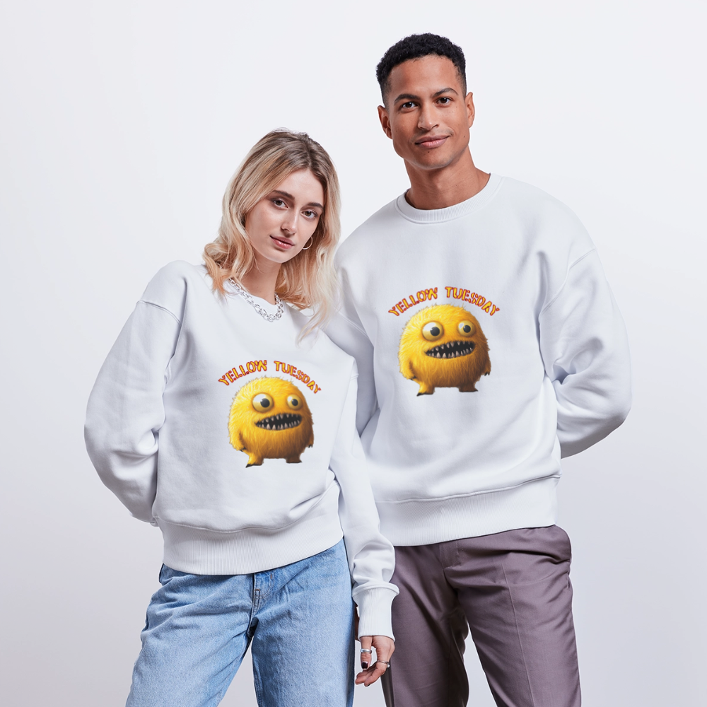 Yellow Tuesday – Funky, Not Blue, Ekologisk oversizetröja RADDER unisex från Stanley/Stella - vit