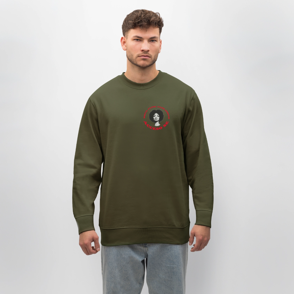 Where Music Lives – Powered by Acceso Family (small print), Ekologisk sweatshirt CHANGER unisex från Stanley/Stella - kaki