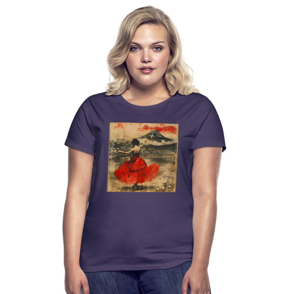 Flamenco i Solens Land, T-shirt dam - mörklila