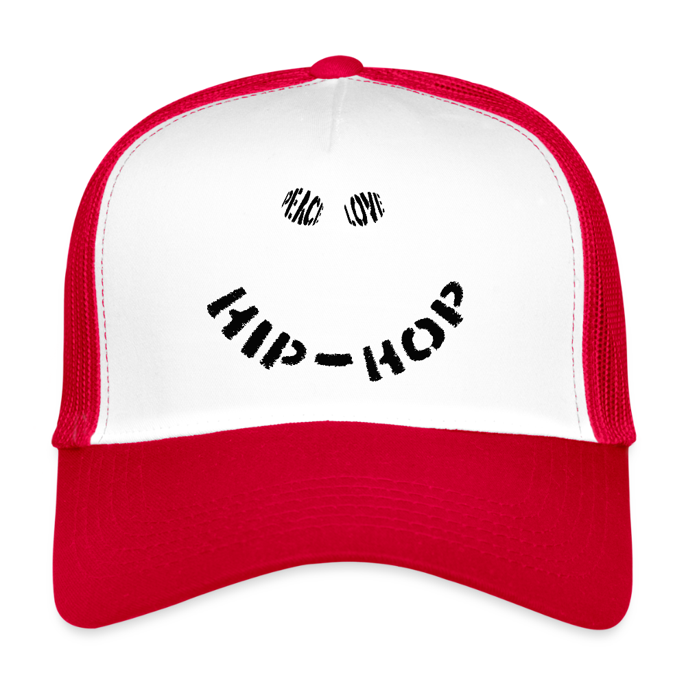 Peace, Love & Hip-Hop, Trucker Cap - vit/röd