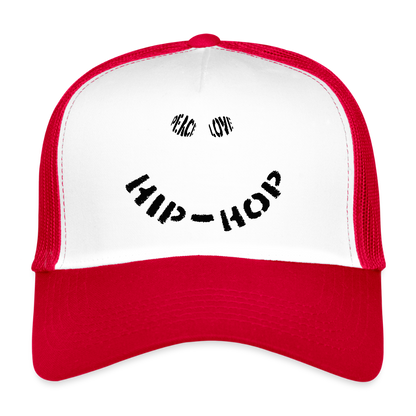 Peace, Love & Hip-Hop, Trucker Cap - vit/röd