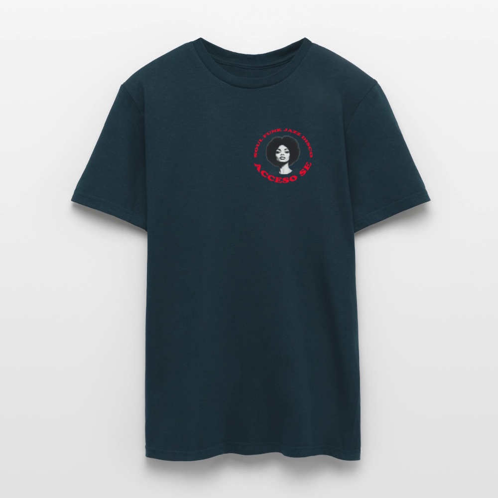 Where Music Lives – Powered by Acceso Family (small print), T-shirt unisex - marinblå