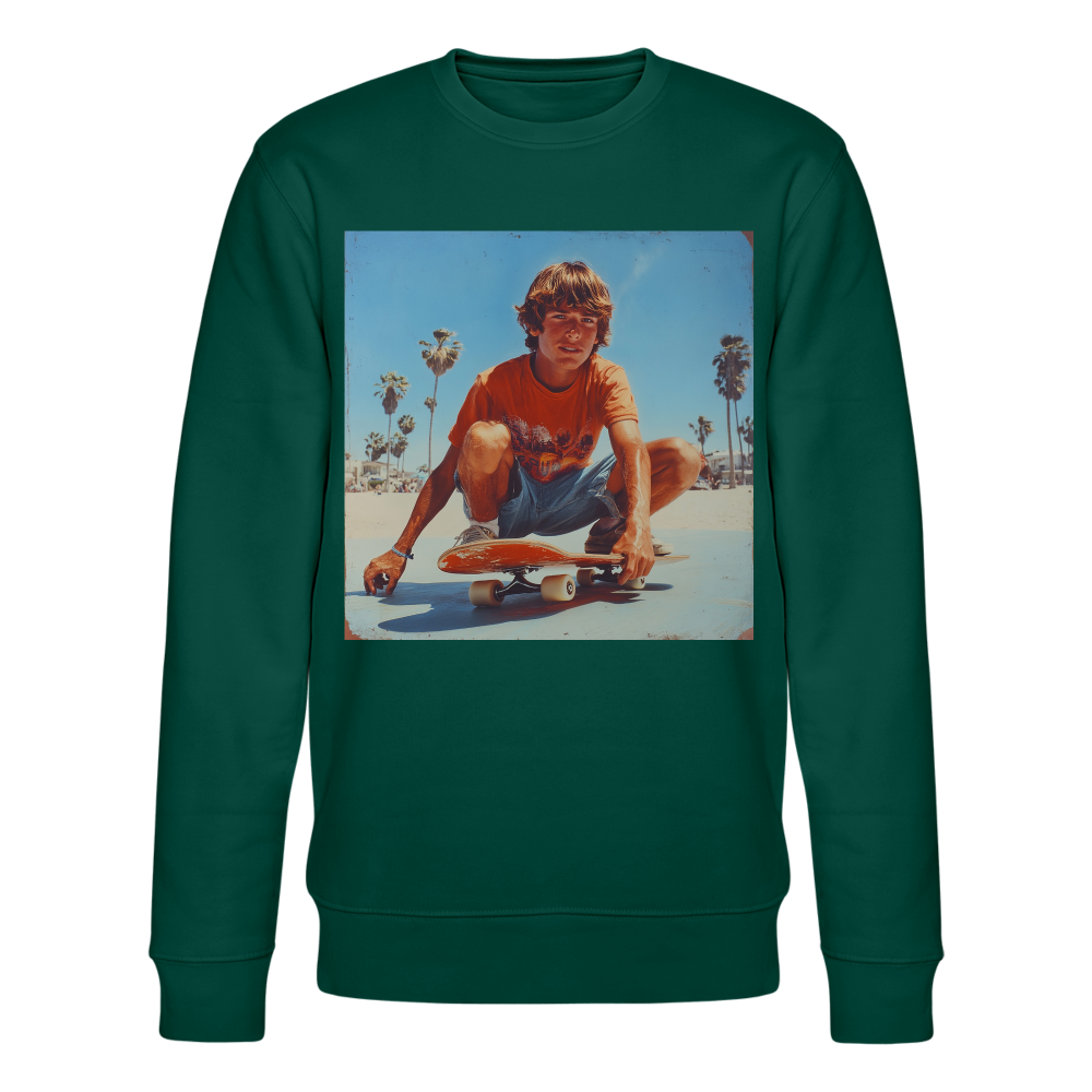 Sunset Vibes, 70s Style, Ekologisk sweatshirt CHANGER unisex från Stanley/Stella - skogsgrön