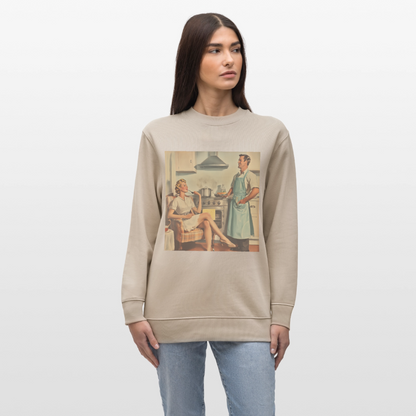 Äta bör man - annars dör man, Ekologisk sweatshirt CHANGER unisex från Stanley/Stella - beige