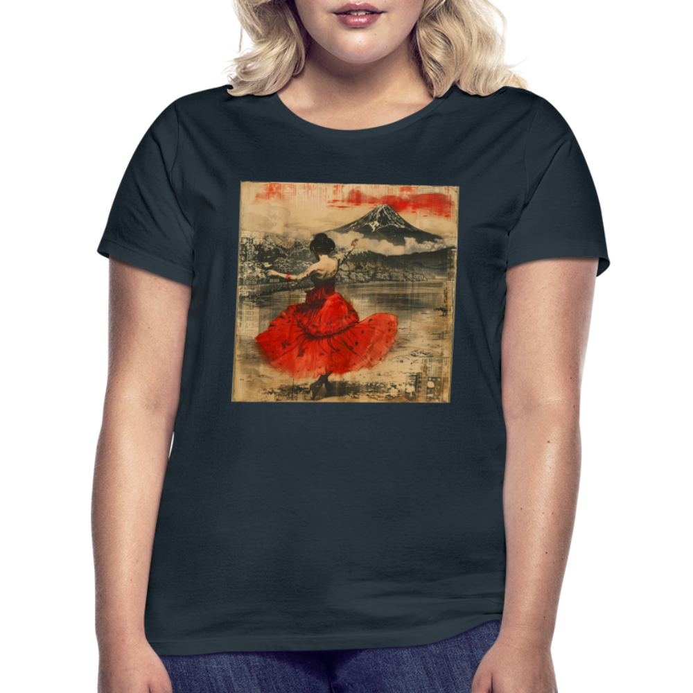 Flamenco i Solens Land, T-shirt dam - marinblå