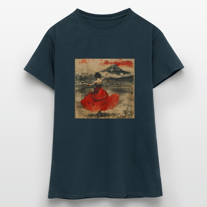 Flamenco i Solens Land, T-shirt dam - marinblå