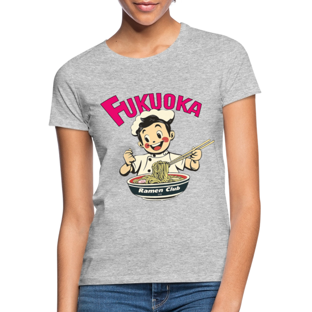 Fukuoka Ramen Club, T-shirt dam - gråmelerad