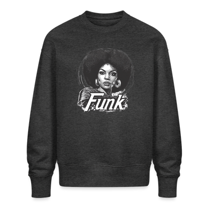 Funk Queen: Power in Motion (transparent bakgrund), Ekologisk oversizetröja RADDER unisex från Stanley/Stella - mörkgråmelerad