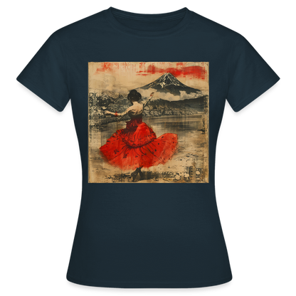 Flamenco i Solens Land, T-shirt dam - marinblå