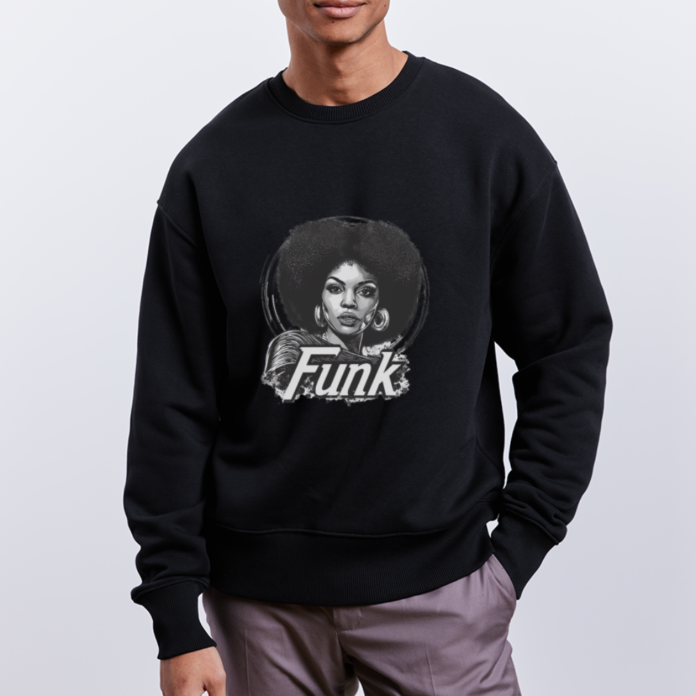 Funk Queen: Power in Motion (transparent bakgrund), Ekologisk oversizetröja RADDER unisex från Stanley/Stella - svart