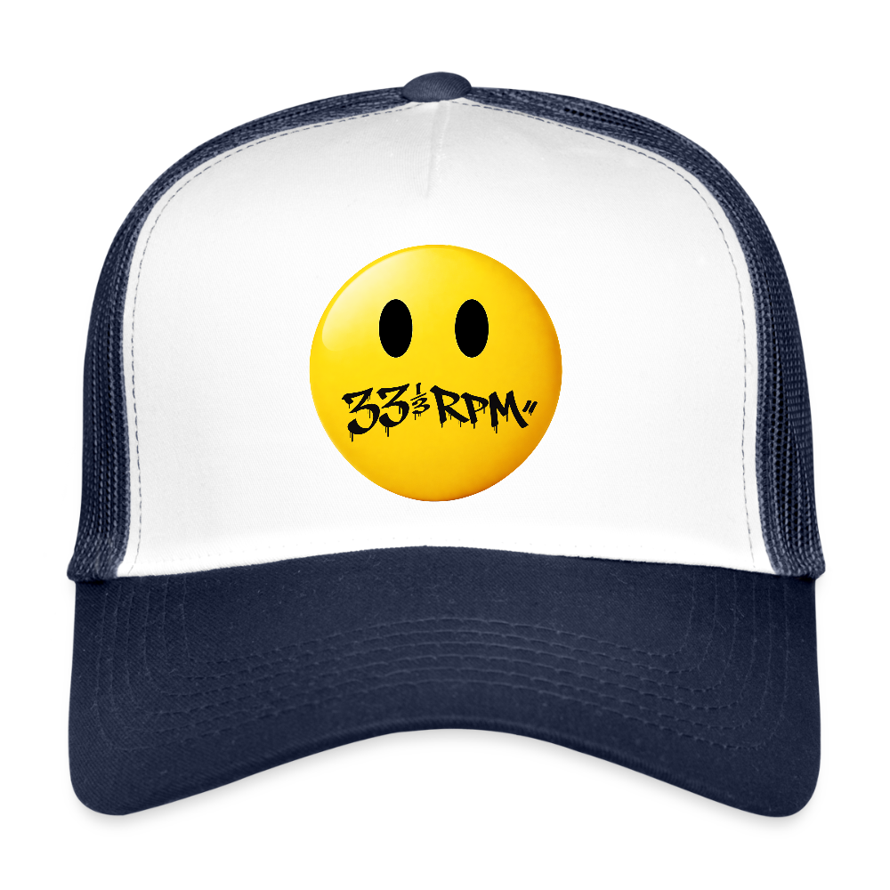 Turntable Grin, Trucker Cap - vit/marinblå