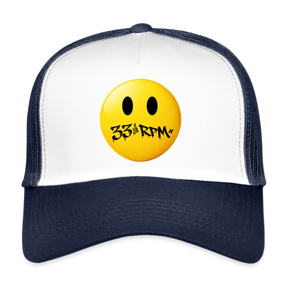 Turntable Grin, Trucker Cap - vit/marinblå