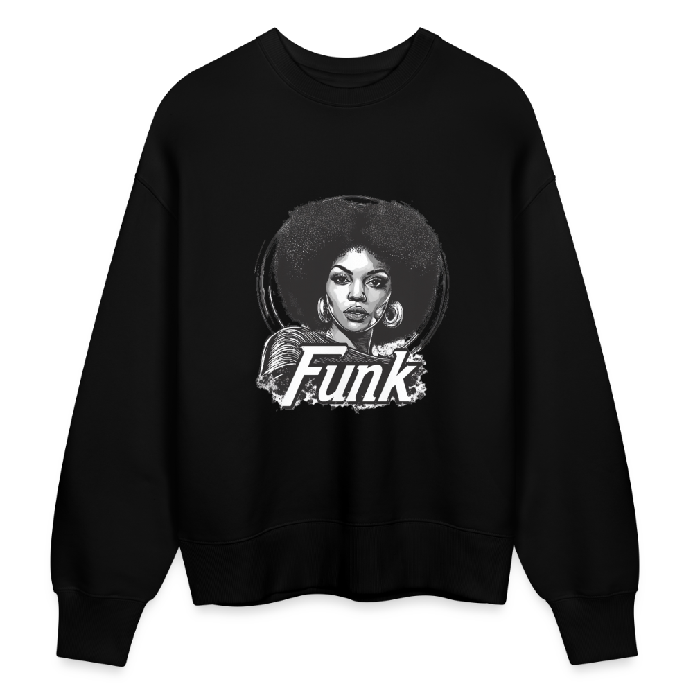 Funk Queen: Power in Motion (transparent bakgrund), Ekologisk oversizetröja RADDER unisex från Stanley/Stella - svart