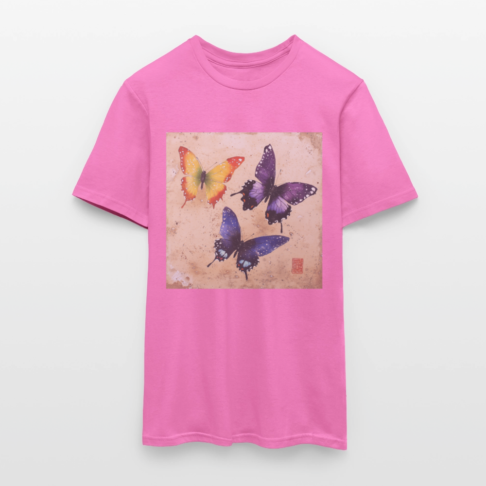 Tre fjärilar, en dröm, T-shirt herr - rosa