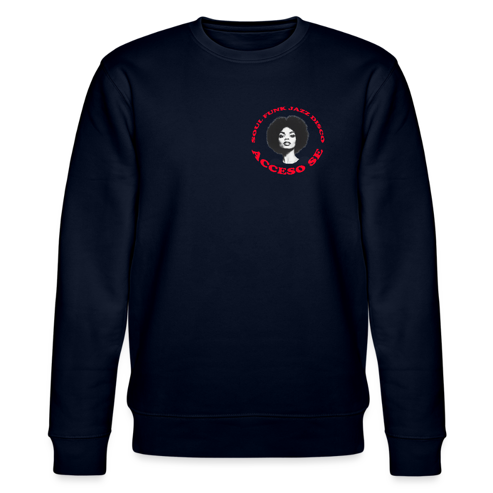 Where Music Lives – Powered by Acceso Family (small print), Ekologisk sweatshirt CHANGER unisex från Stanley/Stella - marinblått