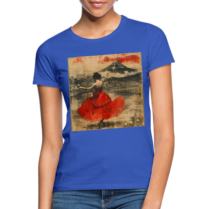 Flamenco i Solens Land, T-shirt dam - royalblå