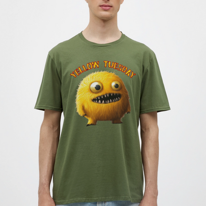 Yellow Tuesday – Funky, Not Blue, T-shirt herr - Militärgrön