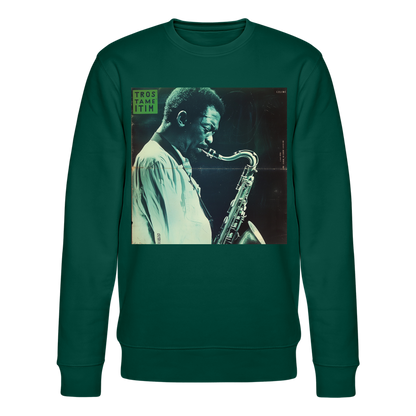 Gåtfull figur i jazzens underground, Ekologisk sweatshirt CHANGER unisex från Stanley/Stella - skogsgrön