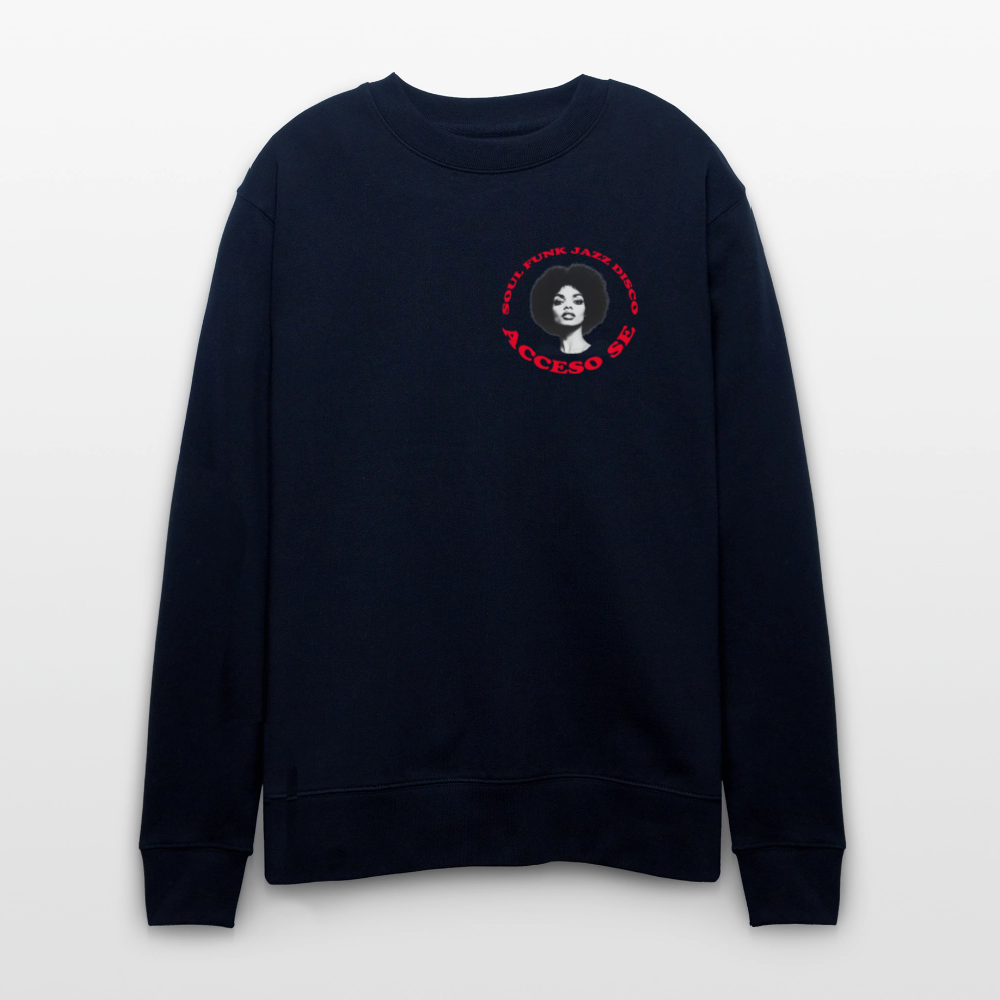 Where Music Lives – Powered by Acceso Family (small print), Ekologisk sweatshirt CHANGER unisex från Stanley/Stella - marinblått