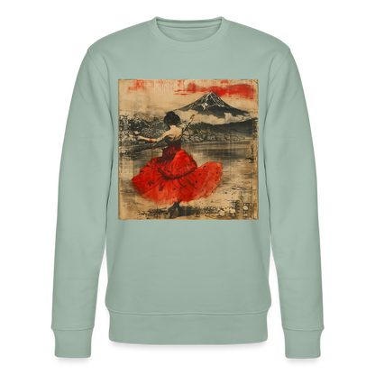 Flamenco i Solens Land, Ekologisk sweatshirt CHANGER unisex från Stanley/Stella - ljus grågrön