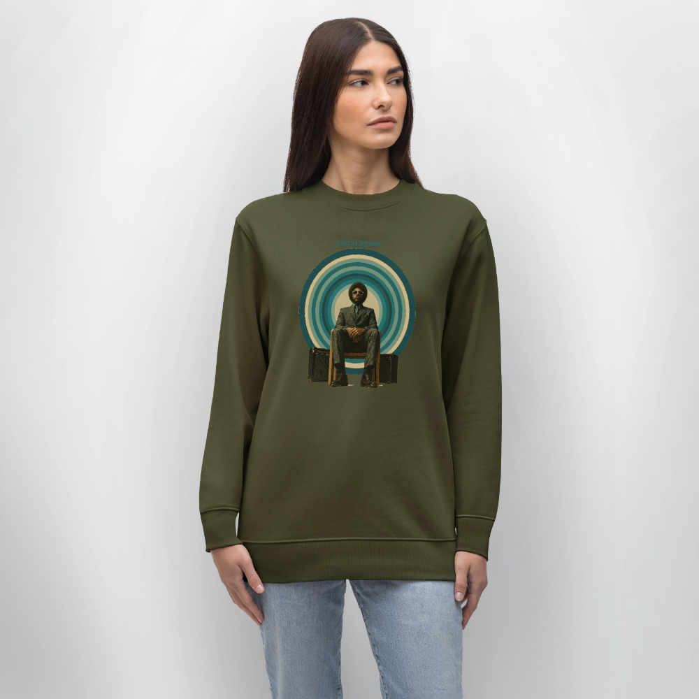 The Creator Has a Free Jazz Plan, Ekologisk sweatshirt CHANGER unisex från Stanley/Stella - kaki