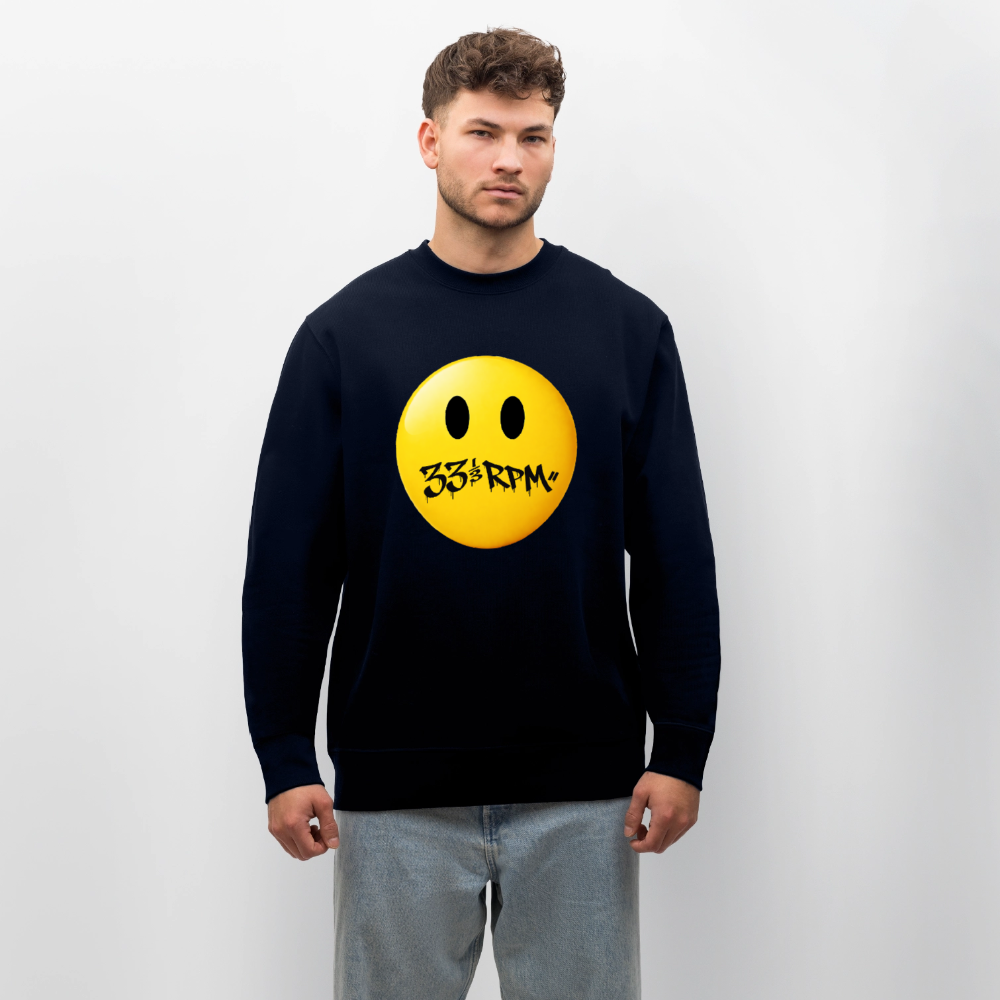 Turntable Grin, Ekologisk sweatshirt CHANGER unisex från Stanley/Stella - marinblått