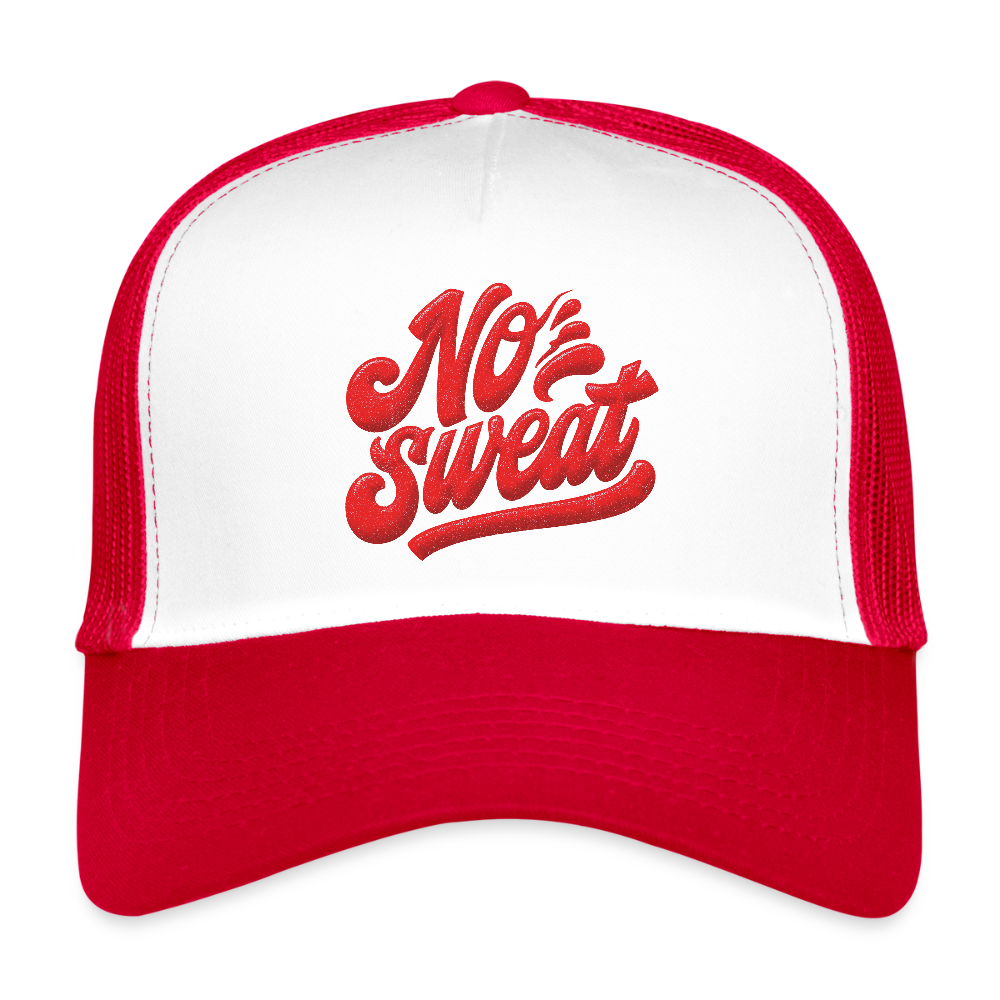 No Sweat, Trucker Cap - vit/röd