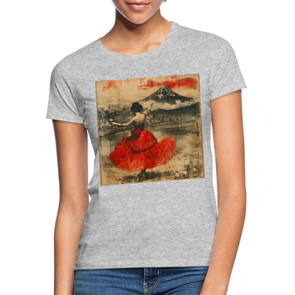 Flamenco i Solens Land, T-shirt dam - gråmelerad