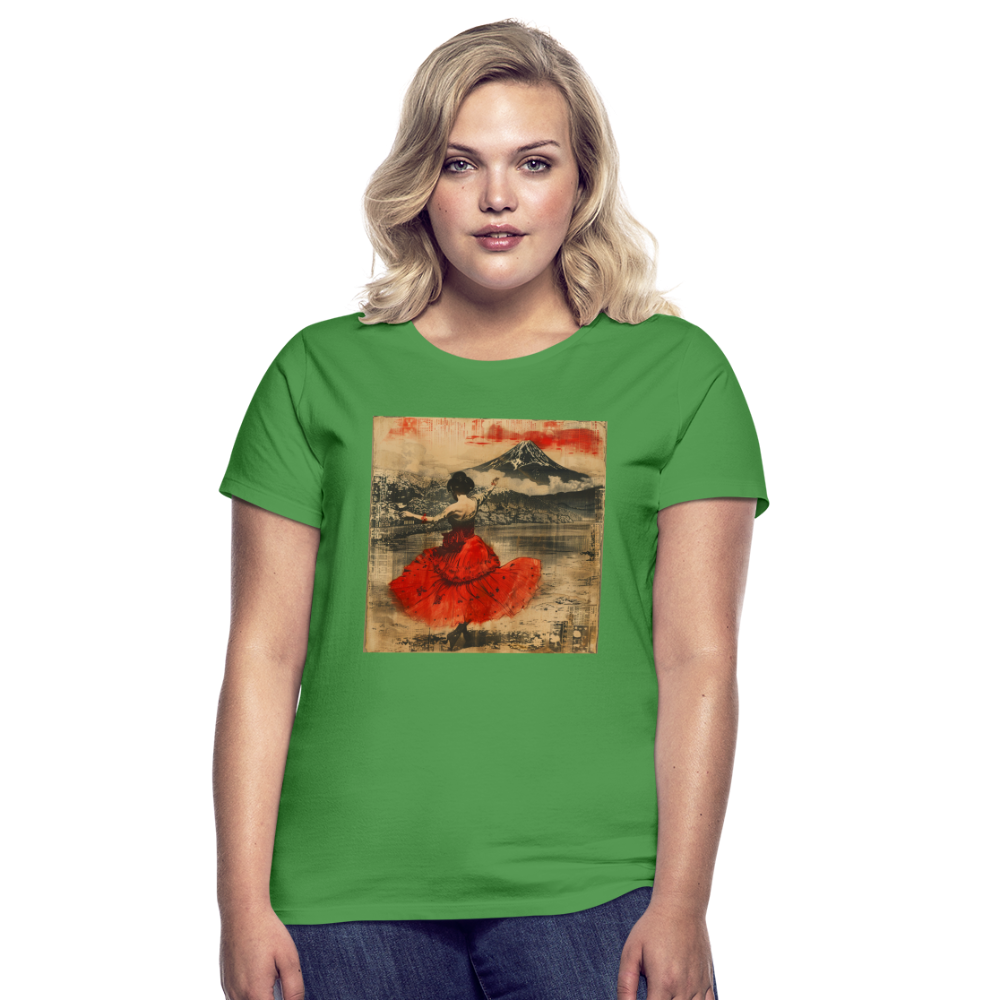 Flamenco i Solens Land, T-shirt dam - kellygrön