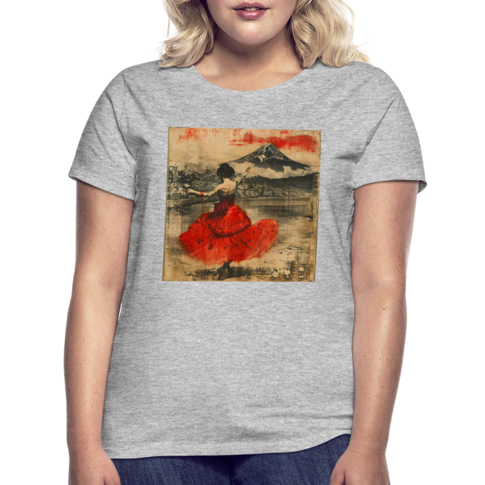 Flamenco i Solens Land, T-shirt dam - gråmelerad