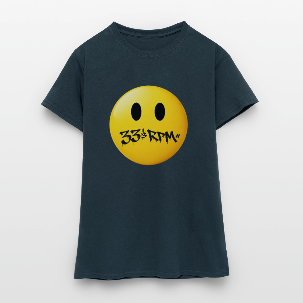 Turntable Grin, T-shirt dam - marinblå