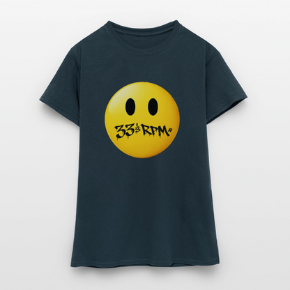 Turntable Grin, T-shirt dam - marinblå