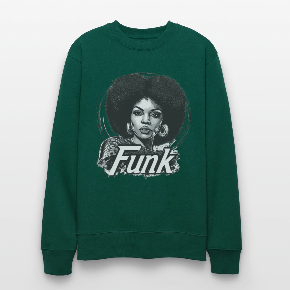 Funk Queen: Power in Motion (transparent bakgrund), Ekologisk sweatshirt CHANGER unisex från Stanley/Stella - skogsgrön