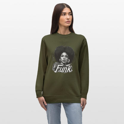 Funk Queen: Power in Motion (transparent bakgrund), Ekologisk sweatshirt CHANGER unisex från Stanley/Stella - kaki