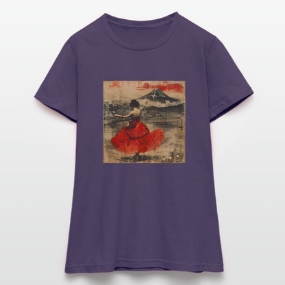 Flamenco i Solens Land, T-shirt dam - mörklila