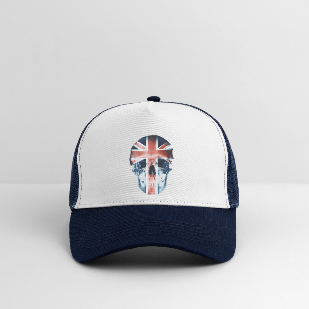 God Save the Skull, Trucker Cap - vit/marinblå