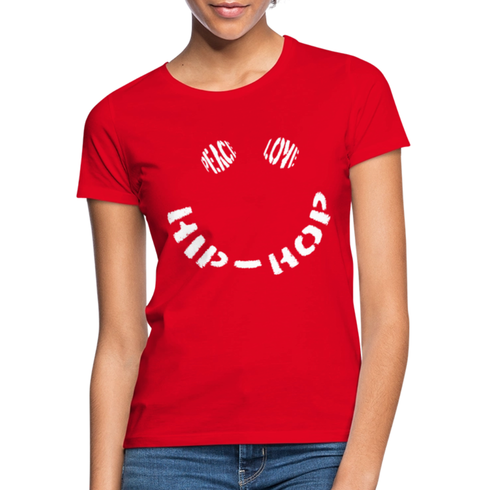 Peace, Love & Hip-Hop, T-shirt dam - röd