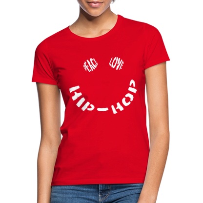 Peace, Love & Hip-Hop, T-shirt dam - röd