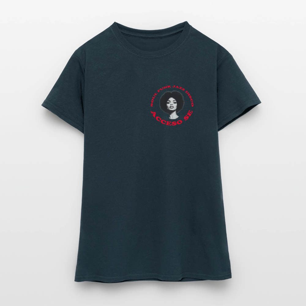 Where Music Lives – Powered by Acceso Family (small print), T-shirt dam - marinblå