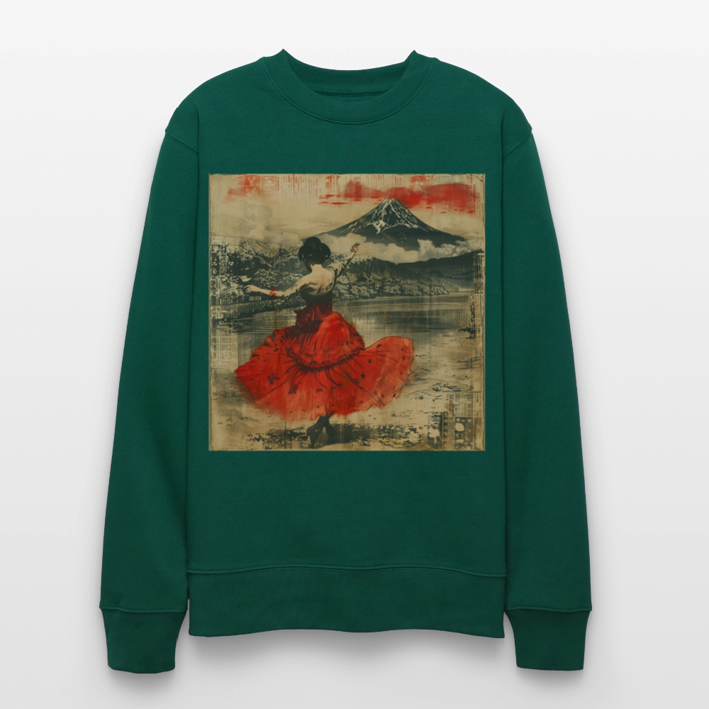 Flamenco i Solens Land, Ekologisk sweatshirt CHANGER unisex från Stanley/Stella - skogsgrön