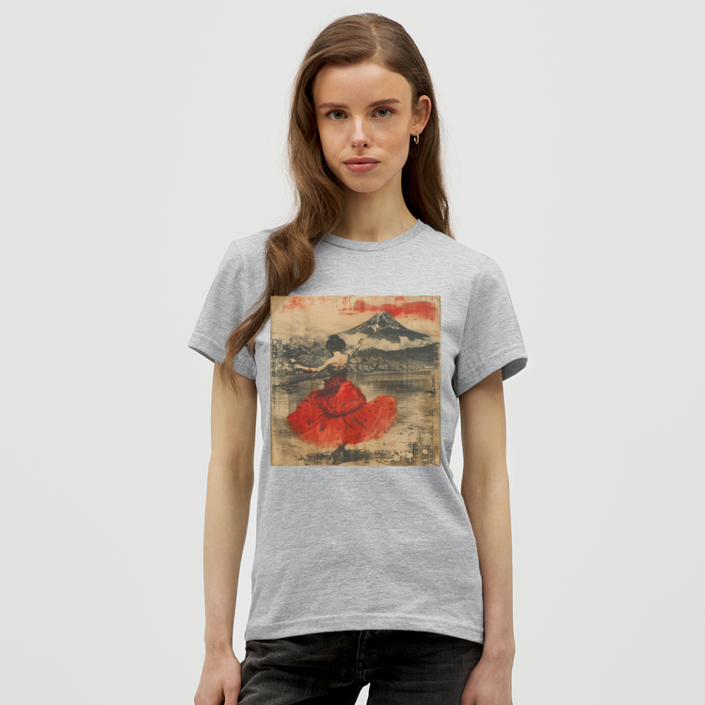 Flamenco i Solens Land, T-shirt dam - gråmelerad