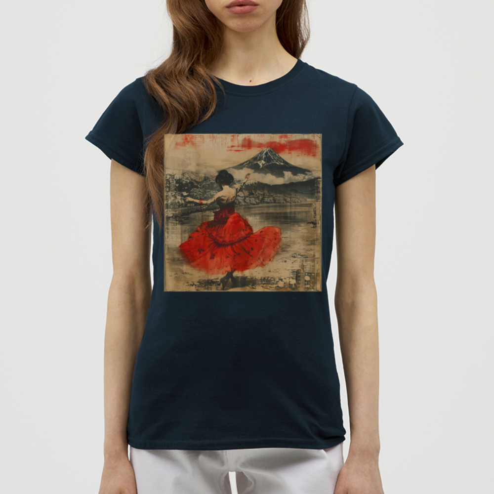 Flamenco i Solens Land, T-shirt dam - marinblå