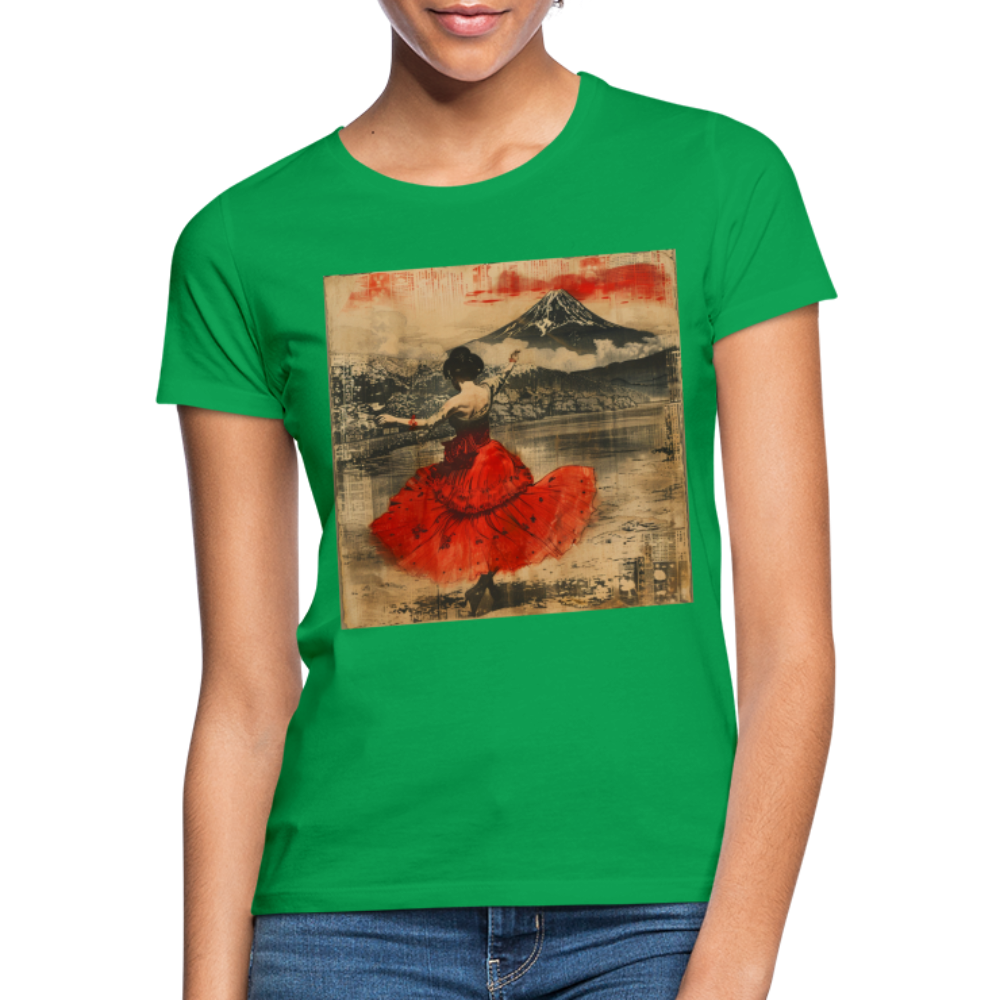 Flamenco i Solens Land, T-shirt dam - kellygrön