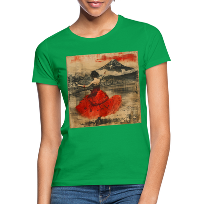 Flamenco i Solens Land, T-shirt dam - kellygrön